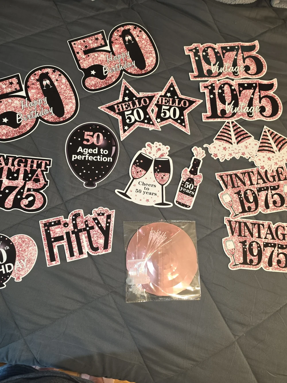 Pink Glitter 50th Birthday Party Decorations - Assorted Cutouts